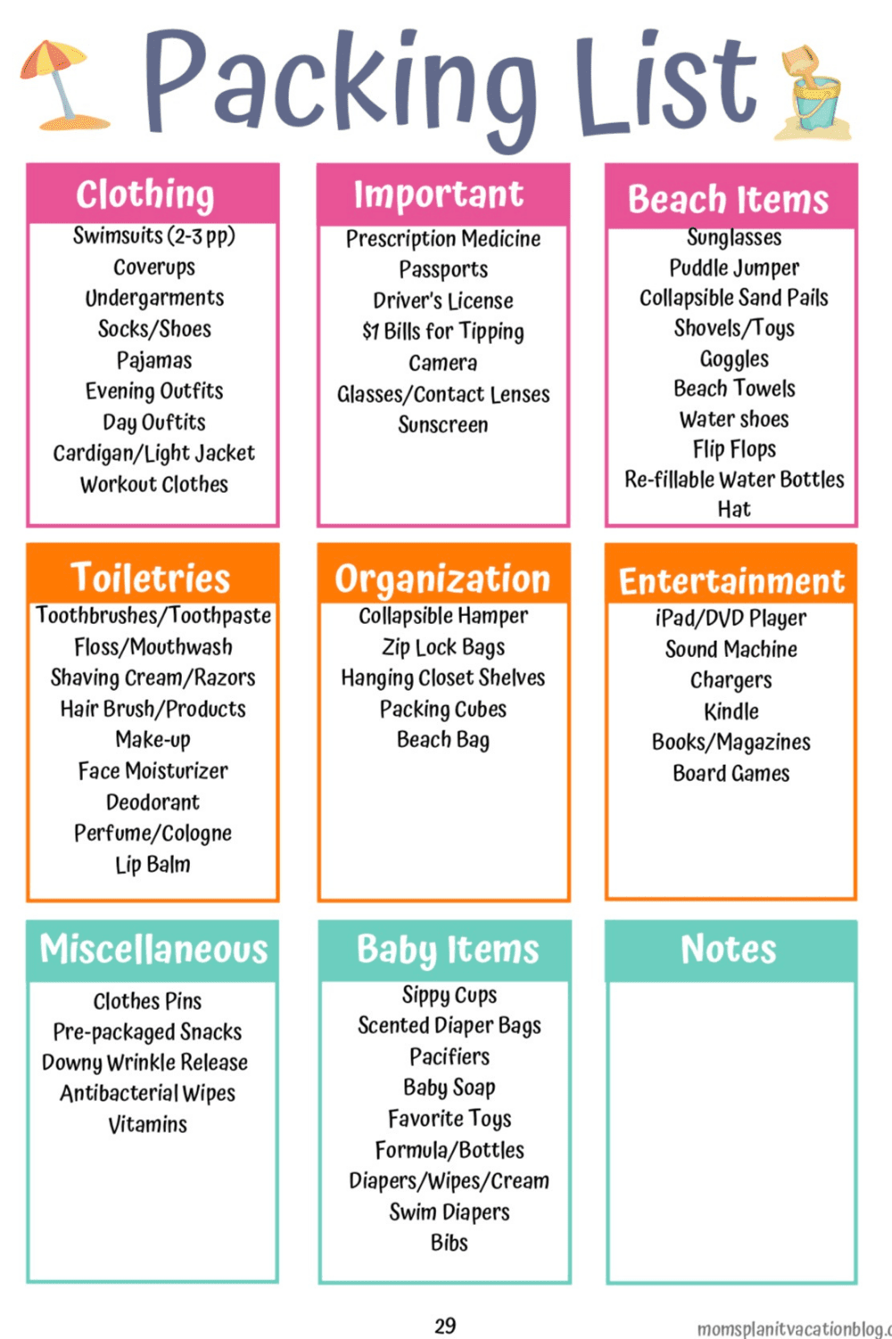 Vacation Packing List - The Ultimate Packing Checklist (Free Printable)   Packing list for vacation, Packing tips for travel, Packing list for travel