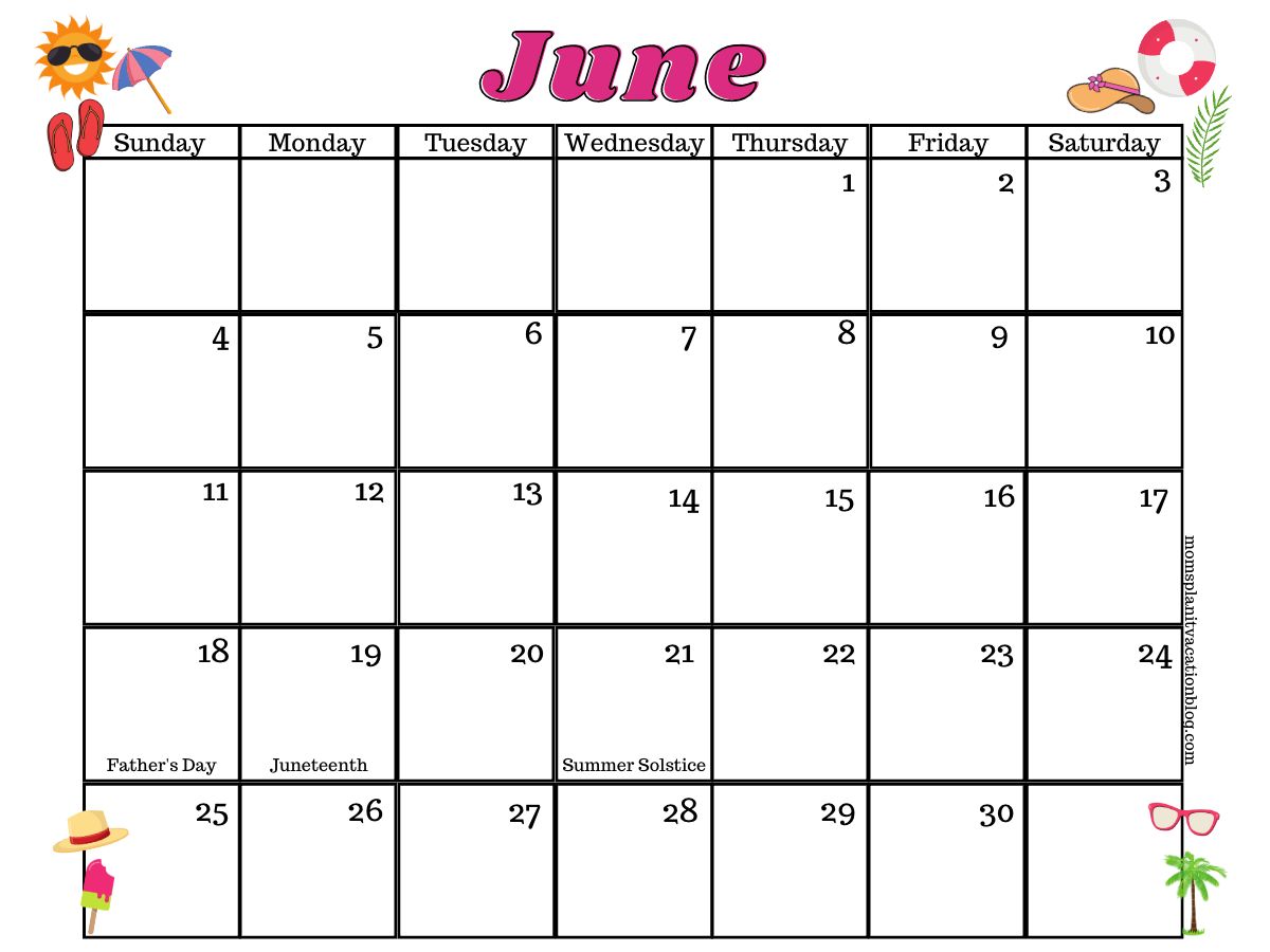 Free Printable June Calendar Template (2023)
